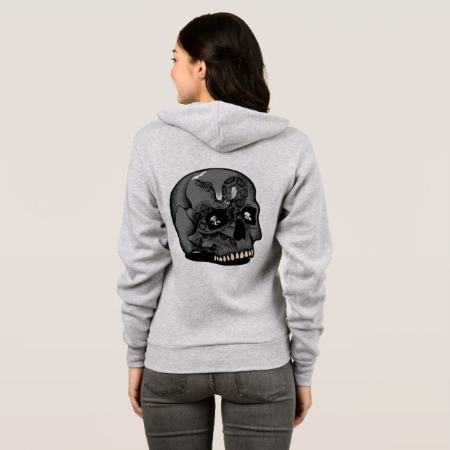 Camiseta Casaco com Capuz Feminino com Zíper (Parte Traseira Completa)