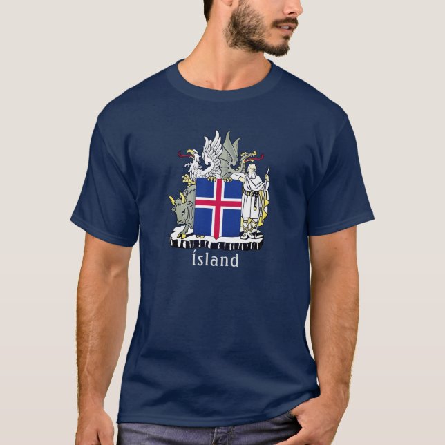 Camiseta Casaco de Armas da Islândia (Frente)