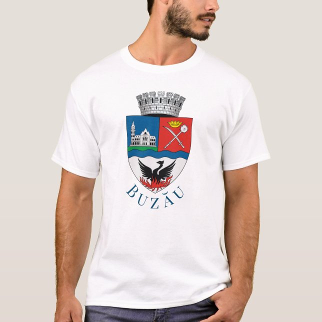 Camiseta Casaco de Armas de Buzău, Romênia (Frente)
