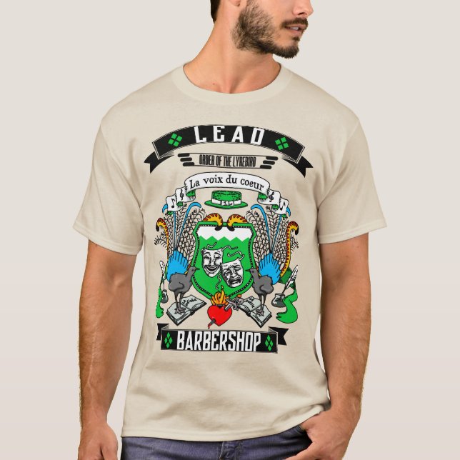 Camiseta Casaco de armas de chumbo da barbearia (Frente)