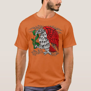 Camiseta Casaco de Armas Mexicano Bandeira do México Três