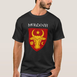 Camiseta Casaco de armas moldavas - texto branco