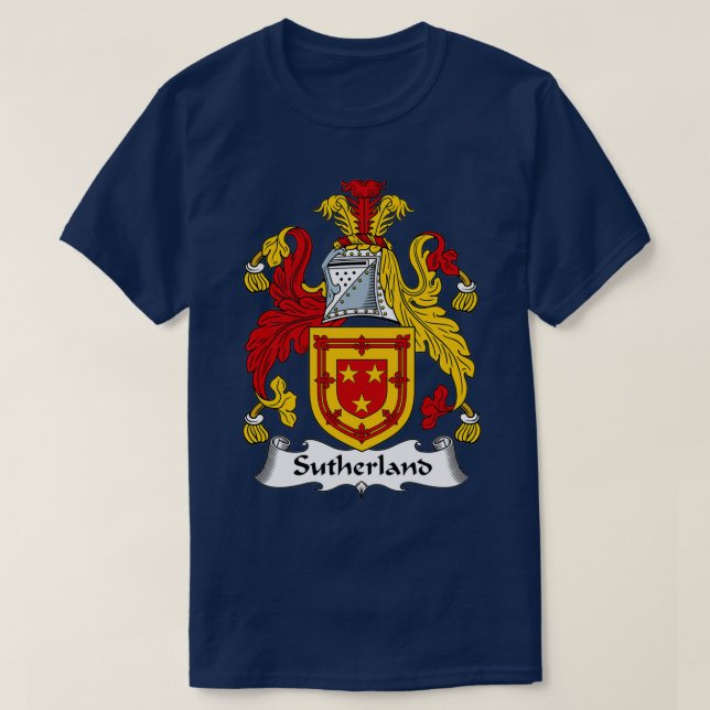 Camiseta Casaco de Armas Sutherland - Crest da Família Suth (Frente do Design)