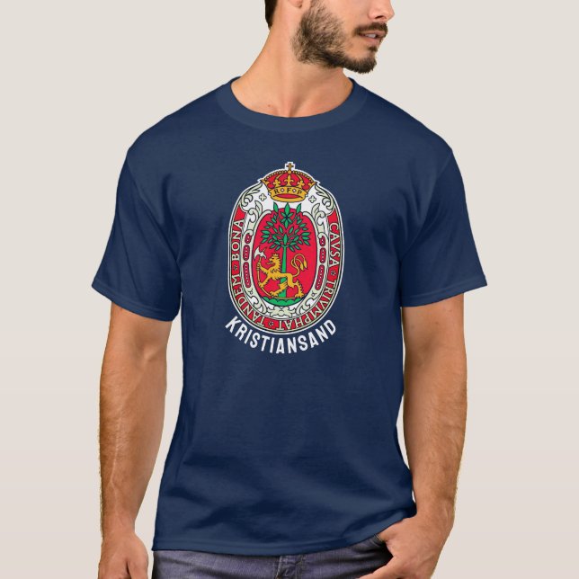 Camiseta Casaco de Braços de Kristiansand, NORWAY (Frente)