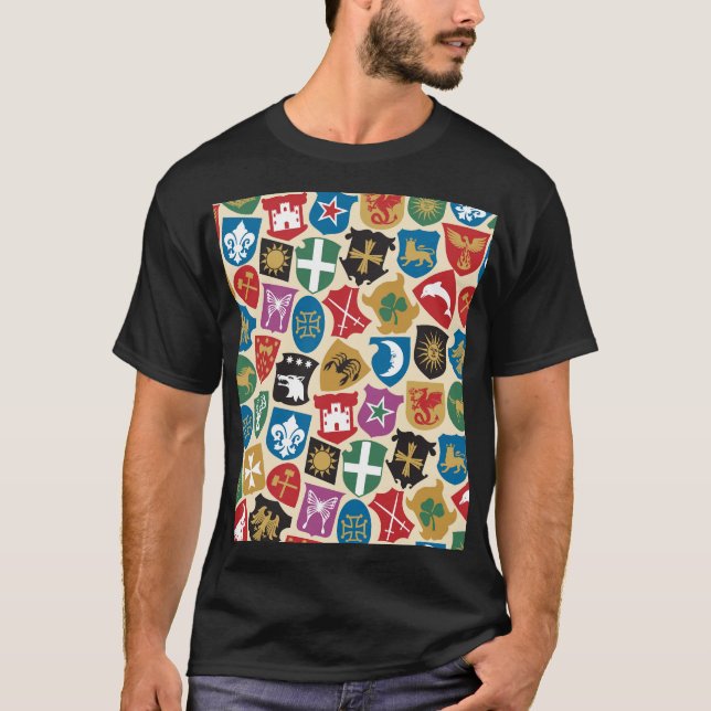 Camiseta Casaco de Braços: Fundo Heráldico. (Frente)