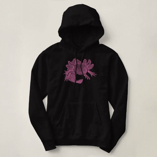 Camiseta Casaco de Capuz Axolotl - ROSA (Frente do Design)