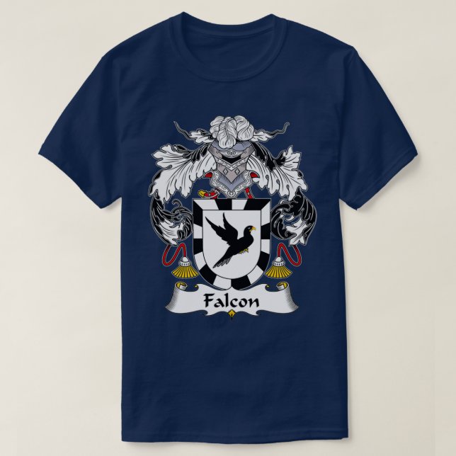 Camiseta Casaco de Falcão de Guarda Familiar de Armas (Frente do Design)
