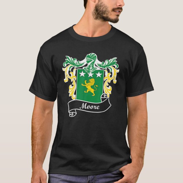 Camiseta Casaco de Moore da crista da família do sobrenome  (Frente)