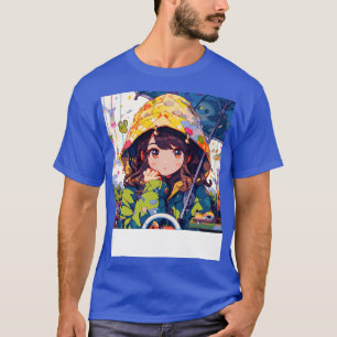 Camiseta casaco e garota da chuva