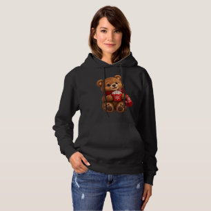 Camiseta Casaco Feminino de Inverno Aconchegante com Urso e
