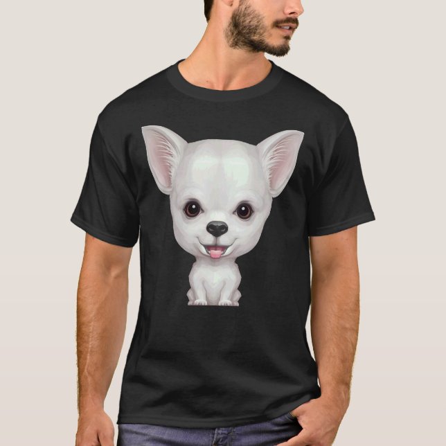 Camiseta Casaco Suave Branco Chihuahua (Frente)