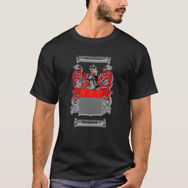 Camiseta Casacos de armas da família Shepherd (Frente)