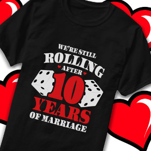 Camiseta Casado 10 Anos Rolando Engraçado 10 Anos