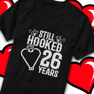 Camiseta Casado 26 anos pescando Engraçado 26 anos
