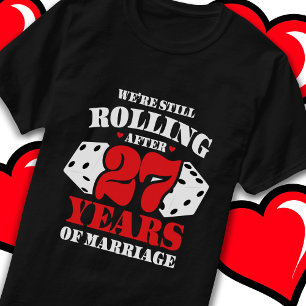 Camiseta Casado 27 anos Rolling Engraçado 27 anos