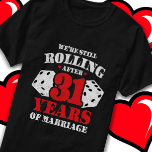 Camiseta Casado 31 Anos Engraçado 31º Aniversário de Casame