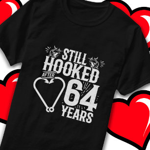 Camiseta Casado 64 anos pescando Engraçado 64 anos
