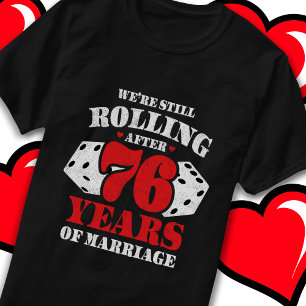 Camiseta Casado 76 Anos Engraçado 76.º Aniversário de Casam