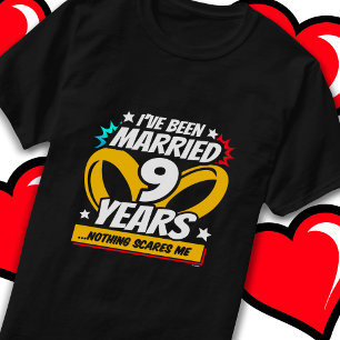 Camiseta Casado 9 Anos Engraçado 9º Aniversário de Casament