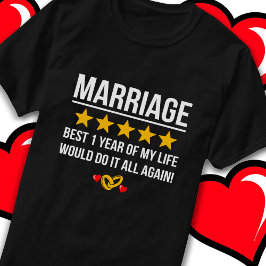 Camiseta Casado com 1 ano de Casamento de ruas Bonitas e Do