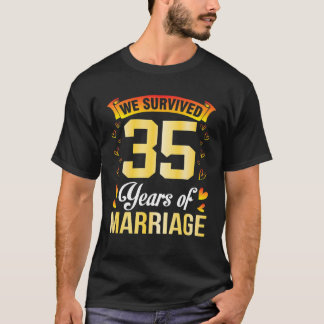 Camiseta Casado De Esposa Marido Sobrevivemos A 35 Anos De