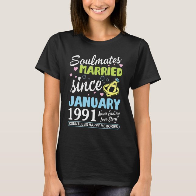 Camiseta Casado Desde Janeiro De 1991 Nunca Terminando 32 A (Frente)