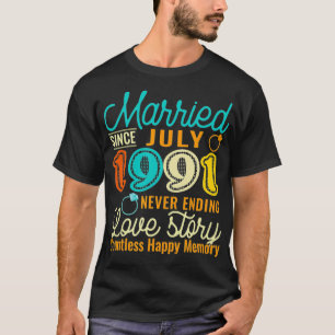 Camiseta Casado desde julho de 1991 História do Amor 31º Ca
