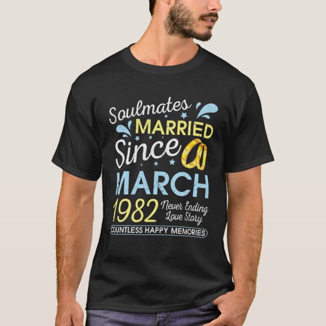 Camiseta Casado Desde Março De 1982 Nunca Terminando Há 40  (Frente)