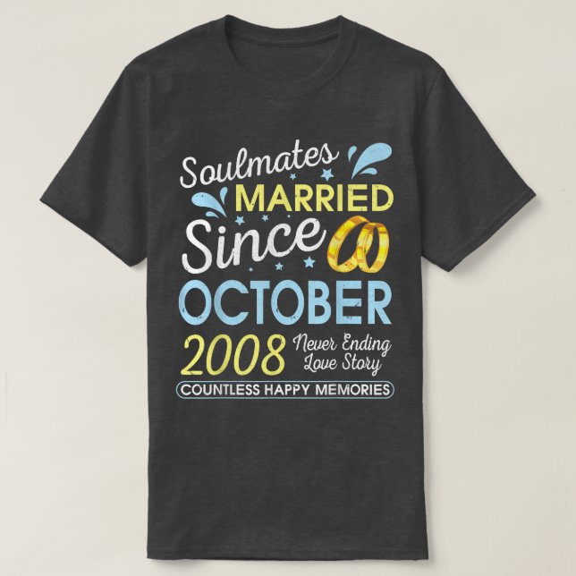 Camiseta Casado Desde Outubro De 2008 Nunca Terminando 14 A (Frente do Design)