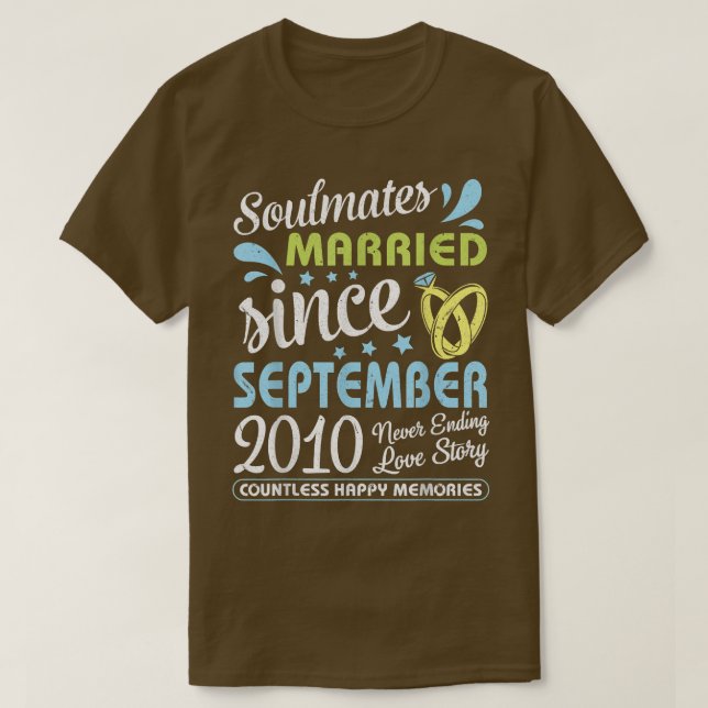 Camiseta Casado Desde Setembro De 2010 Nunca Terminando Com (Frente do Design)