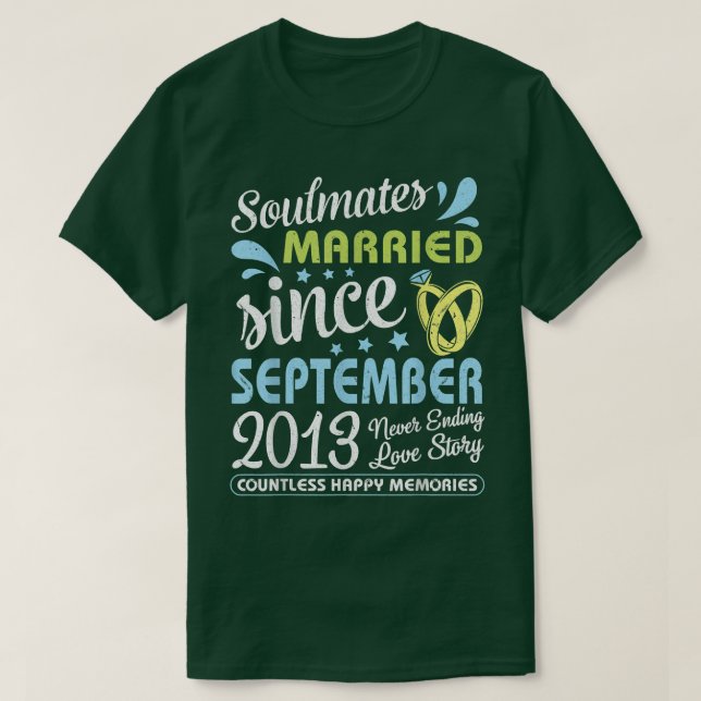 Camiseta Casado Desde Setembro De 2013 Nunca Terminando Com (Frente do Design)