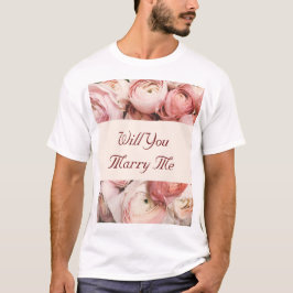 Camiseta Casado-me Rosas Rosa, o amor está no ar Round