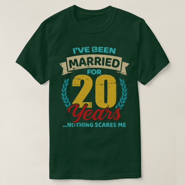 Camiseta Casado por 20 anos de 20 de aniversário de casamen (Frente do Design)