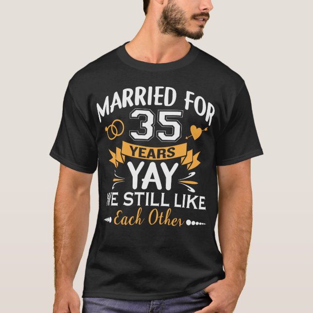 Camiseta Casado por 35 anos 35 anos de casamento (Frente)