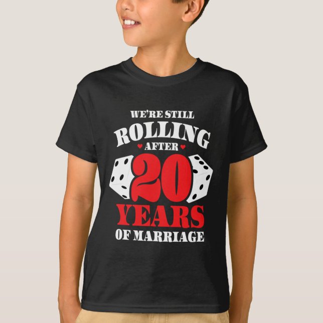 Camiseta Casais Casados 20 Anos - 20 Engraçado Anni (Frente)