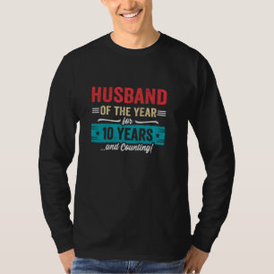 Camiseta Casais Casados há 10 Anos Marido 10º Aniversário
