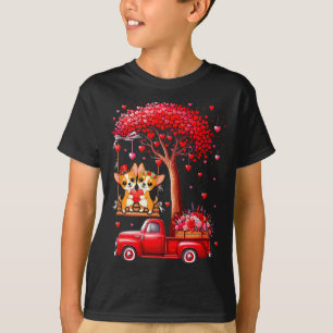Camiseta Casais Chihuahuas Corações de São Valentim Árvore