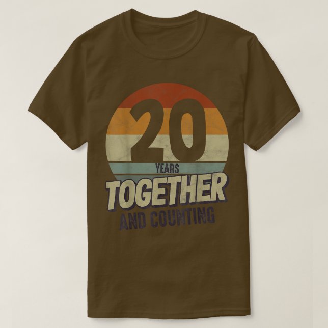Camiseta Casais de Casamento de 20 de aniversário de 20 ano (Frente do Design)
