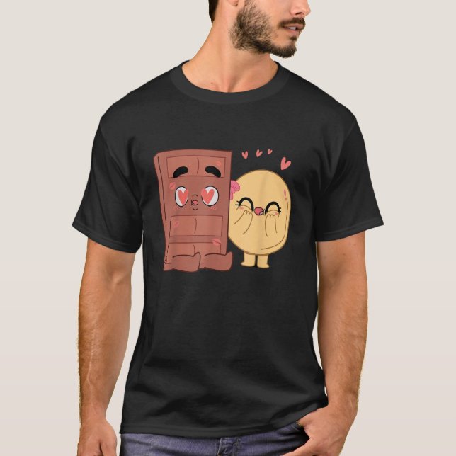 Camiseta Casais De Choco E Pancake Adoram Correspondência D (Frente)