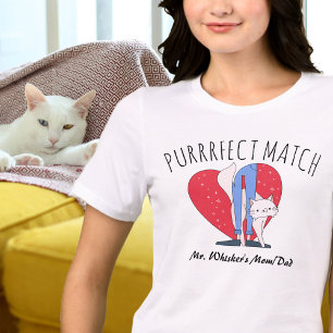 Camiseta Casais de Correspondência Perfeitos Cat Mãe Pai