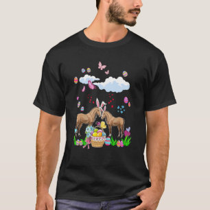 Camiseta Casais de Flores Coelho Cavalos Dia de Páscoa Cora