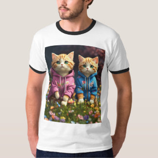 Camiseta Casais de gatos em Hoodies: Floral Love Design