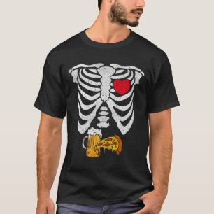 Camiseta Casais de gravidez de Halloween de Pai esquelético