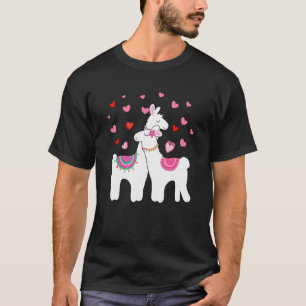 Camiseta Casais de Lhamas Corações de São Valentim Família