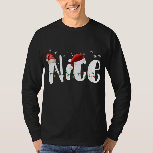 Camiseta Casais de luzes de Natal malvadas ou bonitas (Frente)