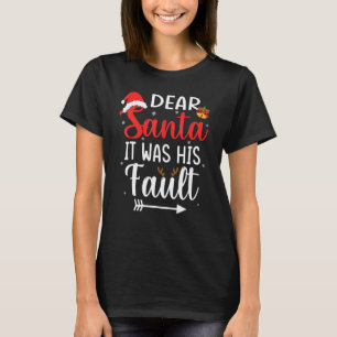 Camiseta Casais De Natal Caros Papais noeis Foi Culpa Dele