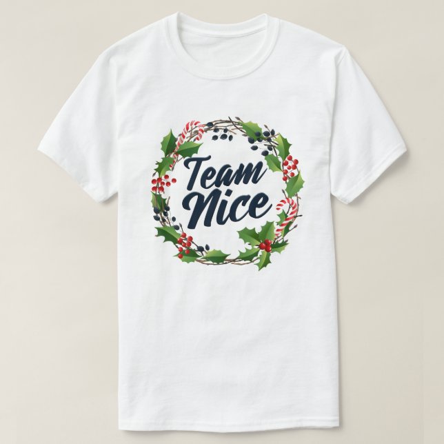 Camiseta Casais de Natal de Belo Engraçado da Equipe (Frente do Design)