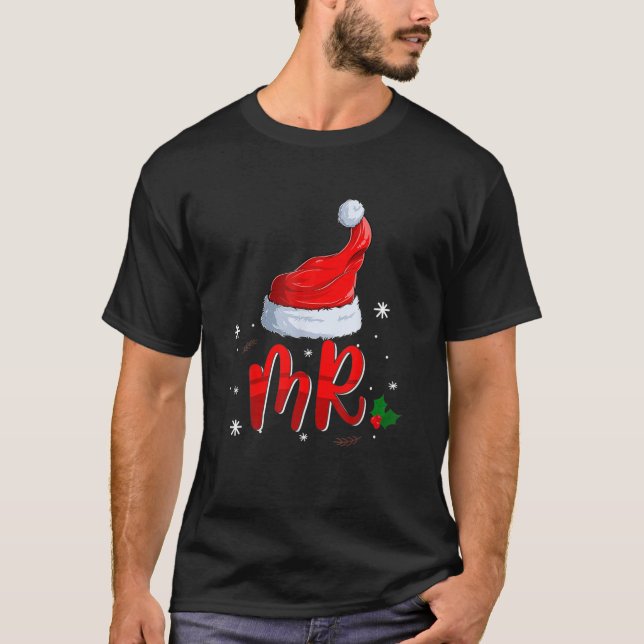Camiseta Casais de Natal do Sr. E da Sra. Claus Corresponde (Frente)