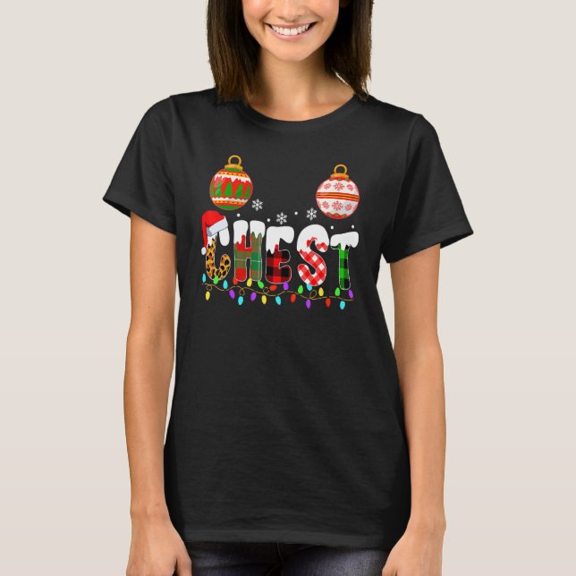 Camiseta Casais de tórax Loucos de Natal Castanhas (Frente)