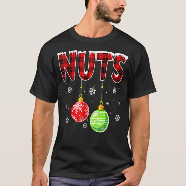 Camiseta Casais de tórax Loucos de Natal Castanhas (Frente)